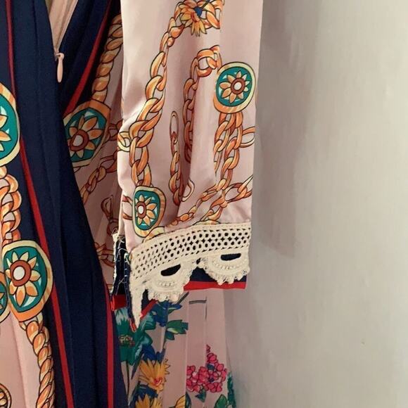 DALIA MACPHEE FLORAL PLEATED‎ TIE NECK DRESS SIZE M - Picture 5 of 10